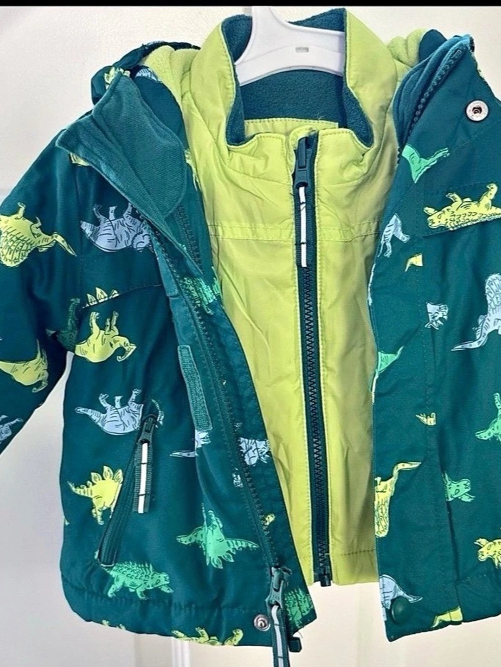Cart and Jack Toddler Dinosaur Hooded Puffer Jacket. Cat & Jack 3 in 1 Jacket